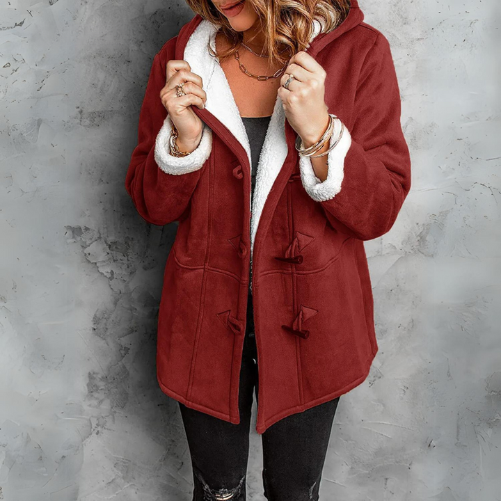 Ava - Plush Hooded Toggle Coat for Women