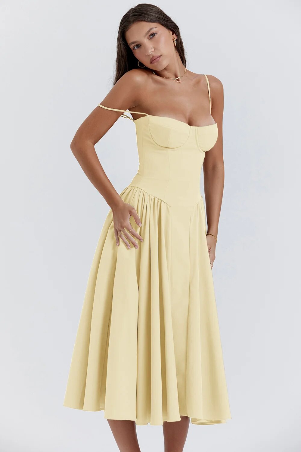 Carolyn - Sleeveless Corset Midi Dress