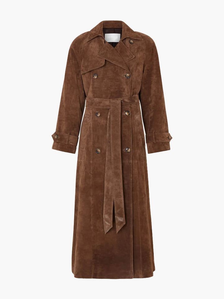 Selene - Suede Leather Trench Coat